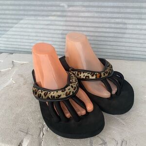 Pedi Couture Pedicure Sandal Women’s Black Leopard Print Sandals Sz XL(9.5-10.5)